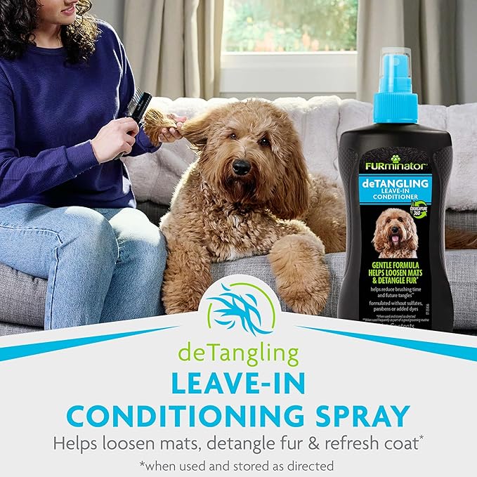 FURminator deTangling Leave-in Conditioner Spray, 8.5 Ounces, Lightly Scented, Gentle Ingredients Keep Coat and Skin Moisturized