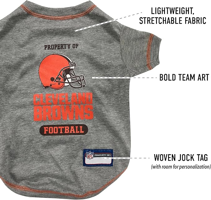 NFL Cleveland Browns Dog T-Shirt for Pets, Size Medium. Officially Licensed Pet Shirt with Team Logo, Soft Stretchable Comfort Fit Apparel for Dogs & Cats