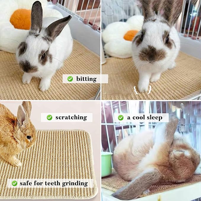 Large Rabbit Scratching Pad Indoor Edible for Claws and Teeth Grinding Chew Toys, Rabbit Mat for Cages Chew Pad, Rabbit Toys Boredom, Natural Bunny Scratcher pad, Bunny Mat Chew, 16x12 (1pc)