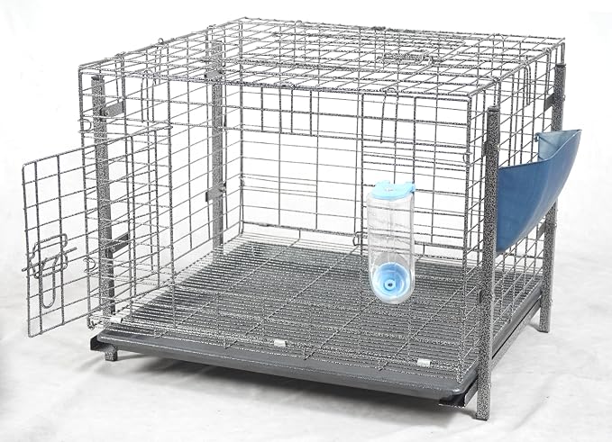 Stackable Rabbit Cage with Feeder and Water Bottle, 24 x 24 x 16 inches, Guinea Pig Ferret Bunny Hutch (3)
