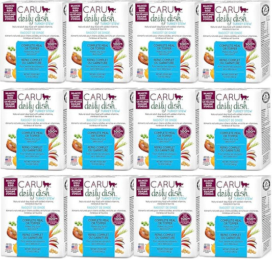 Caru - Daily Dish Turkey Stew - For Dogs - Supports Overall Pet Health - Wet Dog Food/Meal Topper - Human Grade Ingredients - Grain, Corn & Soy Free - Non-GMO - Made in USA - 12 oz - Case of 12