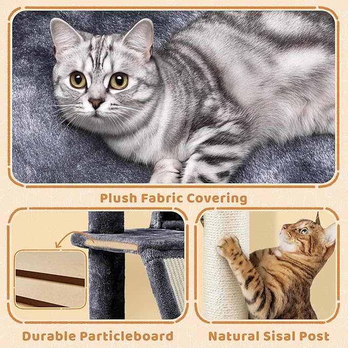Topeakmart 57 inches Multi-Level Cat Tree Cat Condo with Scratching Posts Kittens Activity Tower Pet Play House Furniture
