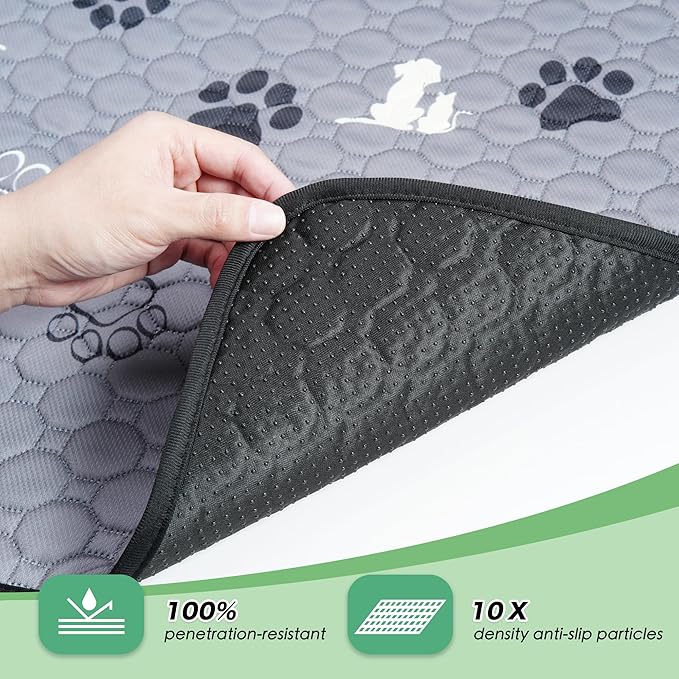 WanpeeGoo Washable Pee Pads, Puppy Pee Pad for Dogs, 2 Pack Absorbent Reusable Training Dog Pads Pet Puppy Pads, Non-Slip Potty Pads for Whelping, Playpen, Crate, Bed, Grey 36"x54"