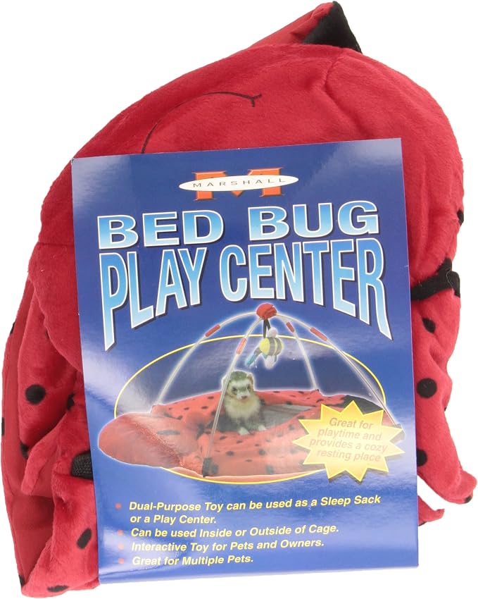 Marshall Ferret Bed Bug Play Center – Interactive Play Toy for Ferrets – Multi-Level Activity Center with Tunnels, Hideouts & Toys – Encourages Exploration & Exercise