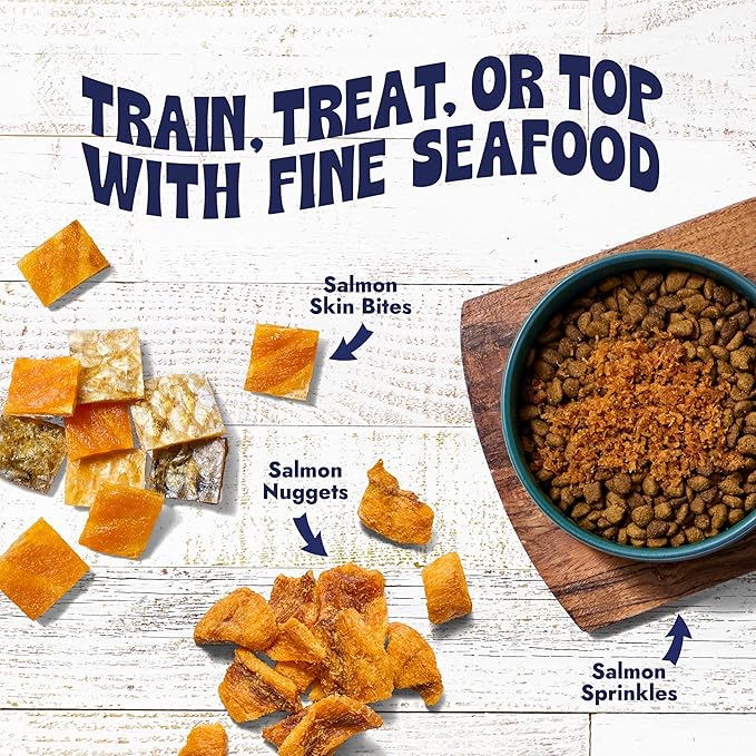Finfare Freeze Dried Cat Food Toppers, Salmon Sprinkles, Grain Free Meal Toppers for Cats to Support Taste & Nutrition - High Protein & Omega-3s, Crafted in USA, 1.3oz