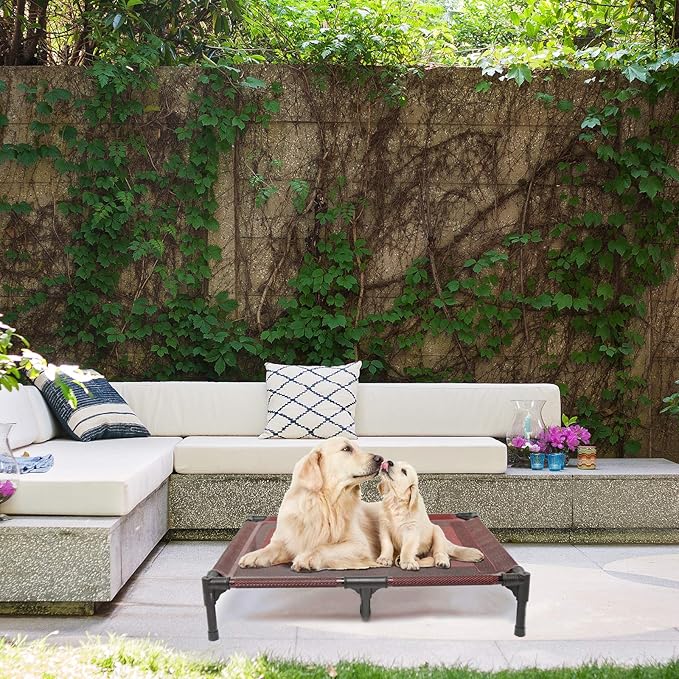 suddus Elevated Dogs Bed Waterproof Outdoor, Portable Raised Dog Cot, Dog Beds Off the Floor, Dog Beds Easy Clean Indoor or Outdoor Use, Large, Red