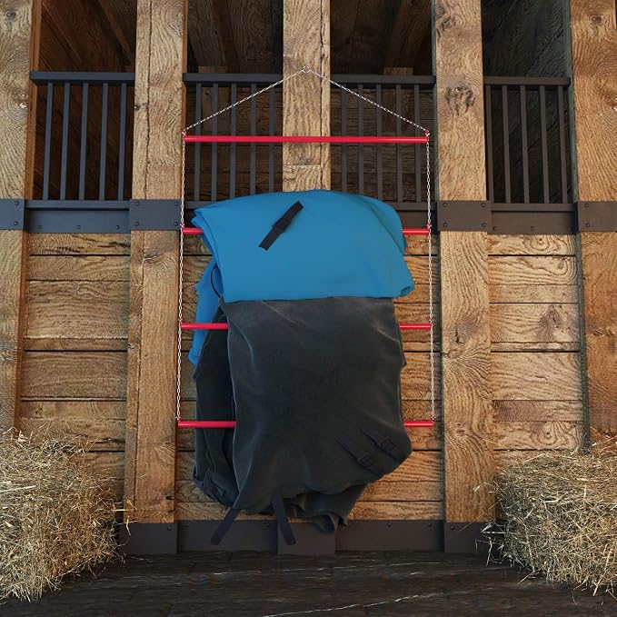 Blanket Rack 33" (Blue). Suitable for Horse Blankets, Saddle Blankets, Pads & Towels. Extra Wide for Western Saddle Blankets and Horse Blankets.