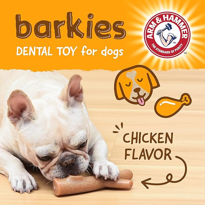 Arm & Hammer for Pets Barkies Tree Bark Compressed Wood Collection, 7 Inch Chicken Flavored Chew Toy for Dogs, Faux Stick, Splinter-Free, Safer Alternative to Chewing Sticks