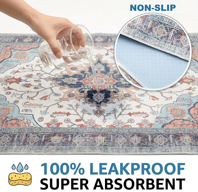 4PACK Washable Guinea Pig Pee Pads,Absorbent Reusable Guinea Pig Cage Liners,Waterproof,Leak-Proof & Non-Slip Potty Pads for Small Animals Rabbit Hamster Rat.(Blue Floral,24"x48")