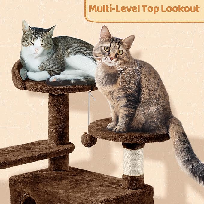 Topeakmart 57in Height Cat Tree Condo Multi-Level Kitten Tower Cat House Furniture