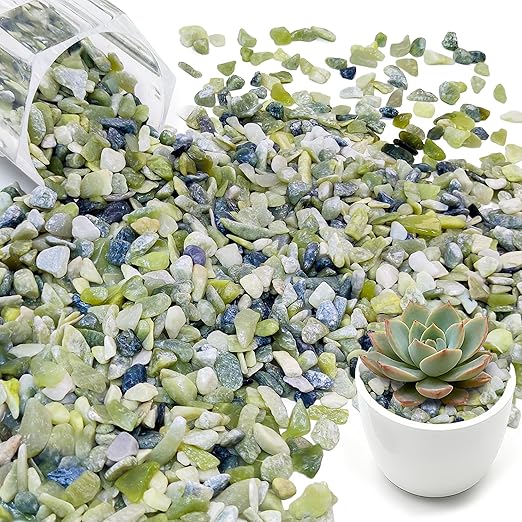 2.2LB Natural Gravel Pebbles, 1/4 Inch Gravel Stones for Succulent and Cactus, Aquariums, Terrarium, Vases and Indoor Outdoor Gardening,Green