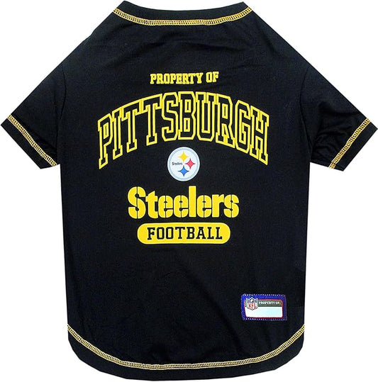 NFL Pittsburgh Steelers Dog T-shirt Small. - Licensed Shirt for Pets Team Colored with Team Logos- Premium Stretchable Materials for the comfort of your Dog & Cat