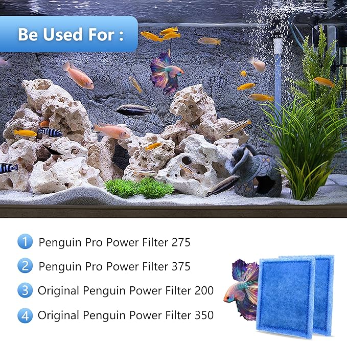 Aquarium 72 Pack Rite-Size C Filter Cartridges with Zeolite, Compatible with Penguin PRO Power Filters 275/375, Power Filters 200/350