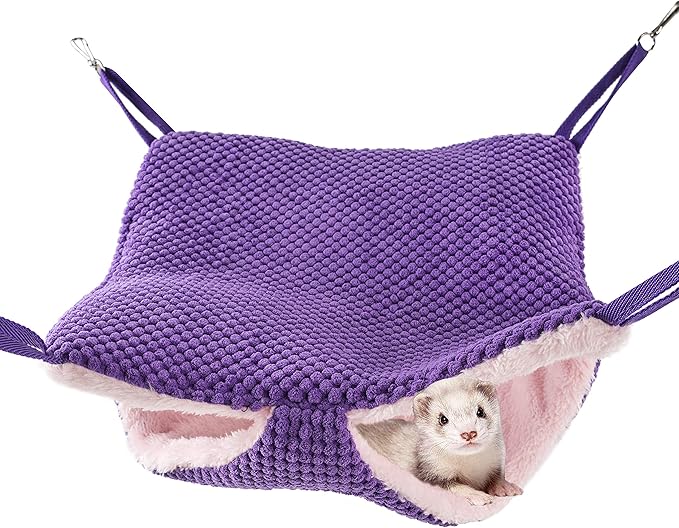 Niteangel Pet Hammock Swing Snuggle Sack for Ferret Rats Suger Glider Squirrels - Napping Bed Pocket (Purple)
