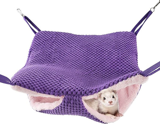 Niteangel Pet Hammock Swing Snuggle Sack for Ferret Rats Suger Glider Squirrels - Napping Bed Pocket (Purple)