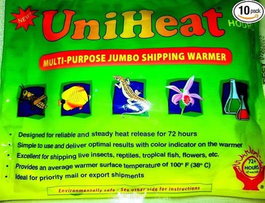 Uniheat 10 Pack 72 Hour Heat Pack - for Baby Chicks, Plants, Fish and Retiles