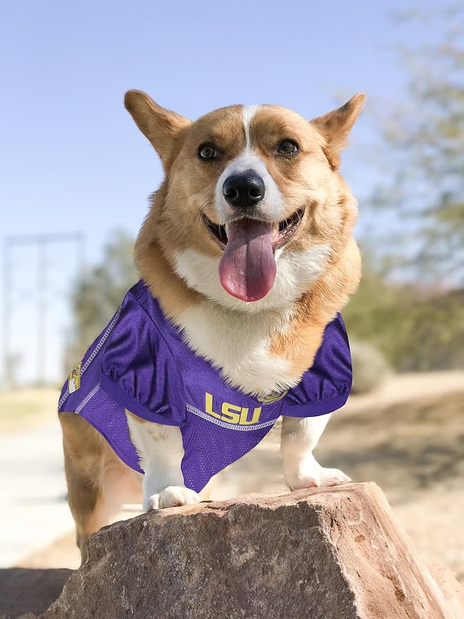 Pets First NCAA College LSU Tigers Mesh Jersey for DOGS & CATS, X-Small.Licensed Dog Jersey with your Favorite Football/Basketball College Team