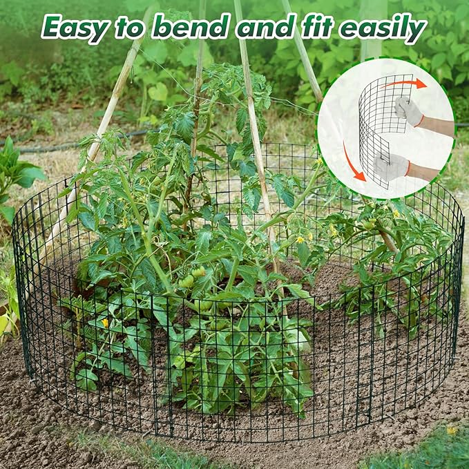 Alphatool 5 Packs Plant Protectors from Animals - 15pcs 17''L*12''H Easy to Bend Chicken Wire Nets Plant Cages Covers for Rabbits Squirrels Deers, Garden Bunny Barricades with Ties, Stakes, Gloves
