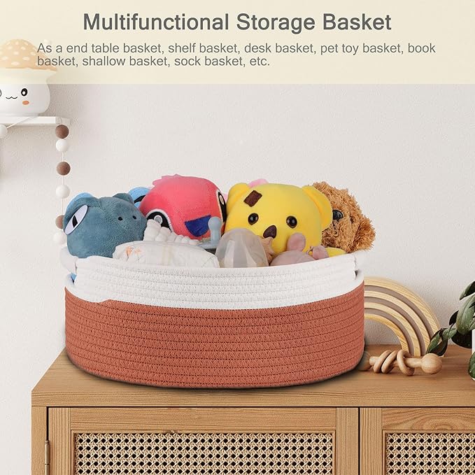 Small Woven Basket with Gift Bags and Ribbons, Empty Baby Gift Baskets for Kids Women Men, Shelf Storage, Small Cat Dog Pet Toy Boxes, 13”x 9”x 5.5”, Autumn Glaze