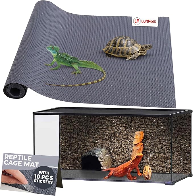 Waterproof Guinea Pig Cage Liner Roll, 18"x79", Cut to Fit EVA Mat for Bunny & Small Animal Cages, Reusable & Non Slip Plastic Rabbit Bedding, Ideal for Reptile Enclosures, Includes 5 Stickers, Gray
