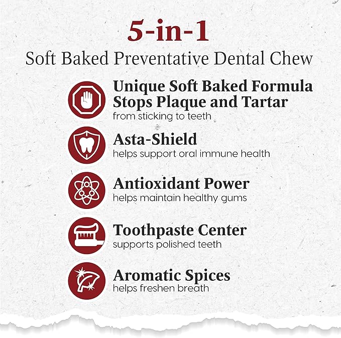 Ark Naturals Soft Shield Brushless Toothpaste – Small Breeds, 12oz Bag – Soft-Baked Dog Dental Chew with Toothpaste Center – Prevent Plaque & Tartar and Freshen Breath with Dental Chews for Dogs