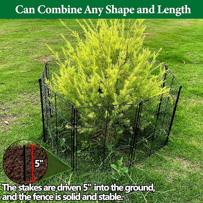 8 Pack Plant Protectors from Animals, 32Pcs DIY Plant Cages 12.6"x12.6"x16", Chicken Wire Garden Animal Barrier, Keep Rabbits & Chipmunks Out for Vegetables, Shrubs & New Plants