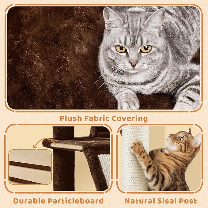 Topeakmart 57in Height Cat Tree Condo Multi-Level Kitten Tower Cat House Furniture