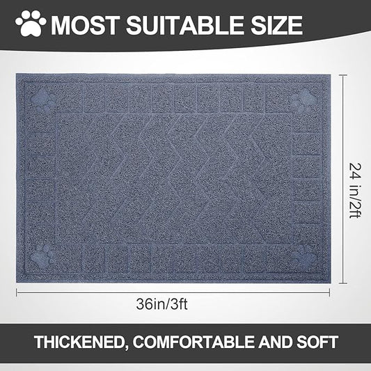 Cat Litter Mat, Litter Trapping Mat Soft on Kitty Paws, 35" x 26" Litter Box Mat for Cleaner Floors, Waterproof, Easy Clean, Durable Large Size Cat Litter Pad for Kitten