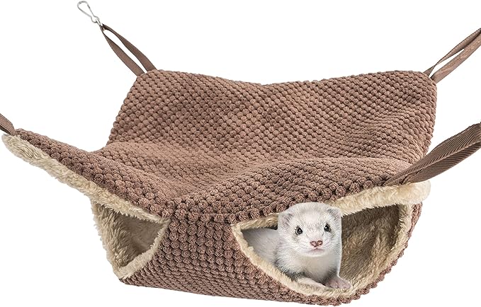 Niteangel Pet Hammock Swing Snuggle Sack for Ferret Rats Suger Glider Squirrels - Napping Bed Pocket (Chocolate)