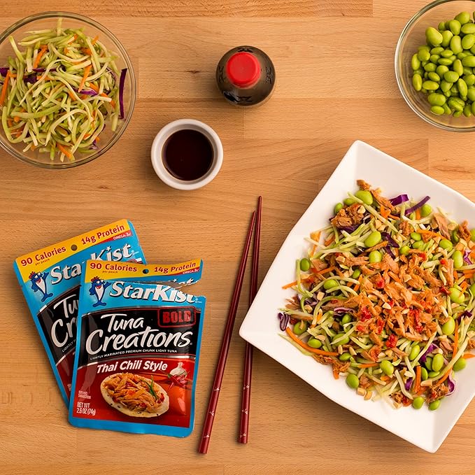 StarKist Tuna Creations BOLD Thai Chili Style Pouch (2.6 oz - 1 Pack) Wild Caught, High Protein Shelf Stable Seafood, Gluten Free, Soy Free, No Draining, Ready to Eat for Salads and Sandwiches