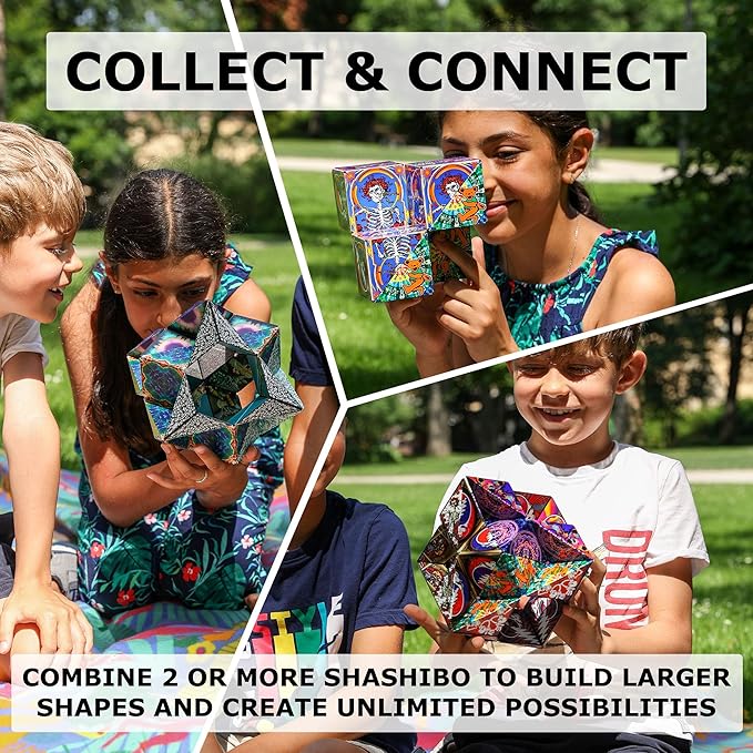 Shashibo Shape Shifting Box - Award-Winning STEM Fidget Toy with Ultra Strong Magnets - Puzzle Cube Transforms Into 100+ Shapes, Perfect Sensory Gift for Kids, Teens, and Adults (Elements)