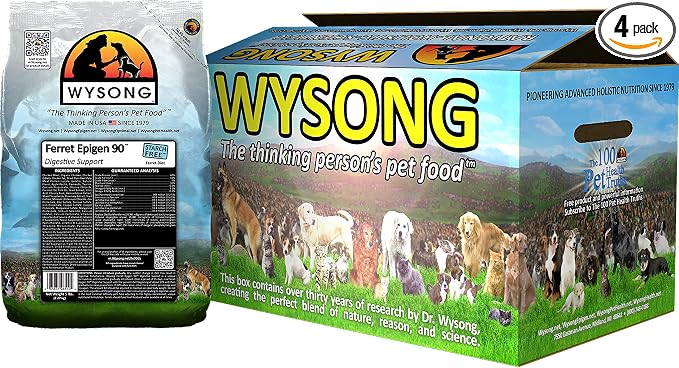 Wysong Ferret Epigen 90 Digestive Support - Starch Free Dry Natural Food for Ferrets,5 Pound (Pack of 4)