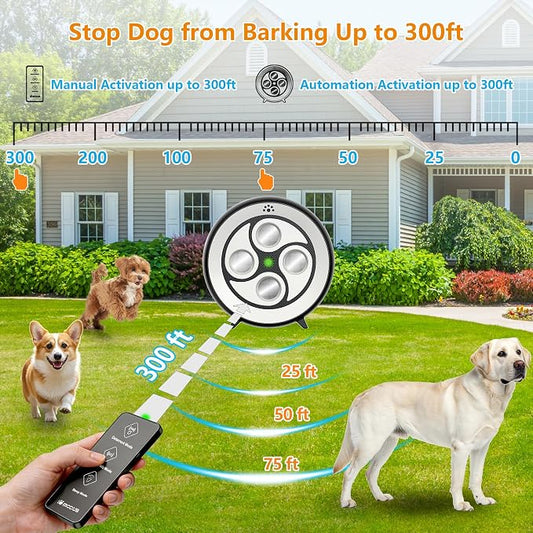 New Anti Barking Device for Dogs, Rechargeable Dog Barking Deterrent up to 75ft with Remote , Variable Ultra Frequency/6 Modes/IP65 Waterproof Dog Silencer Stop Neighbors‘ Dog from Barking (Black)