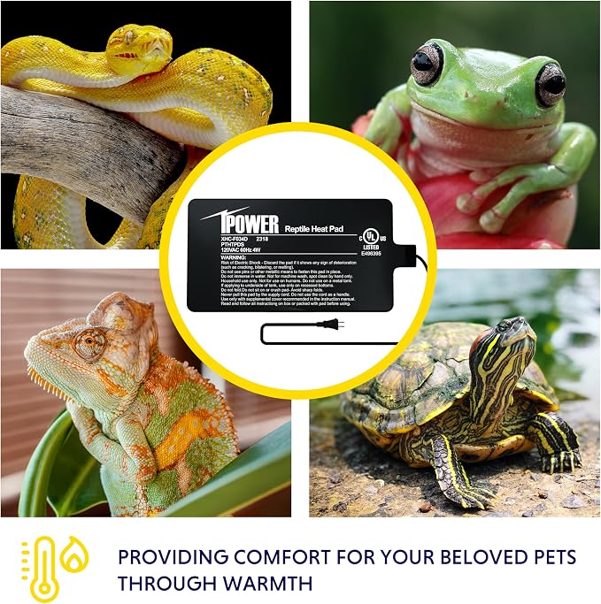 iPower 4X7 Inch Reptile Heat Pad Under Tank Heater Terrarium Warmer Heating Mat for Turtles Lizards Frogs and Other Small Animals
