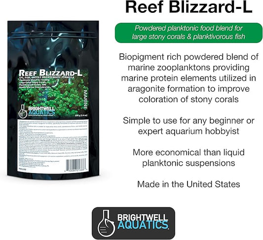 Brightwell Aquatics Reef Blizzard L - Powder Planktonic Food Blend to Feed Large Stony Corals & Planktivorous Fish