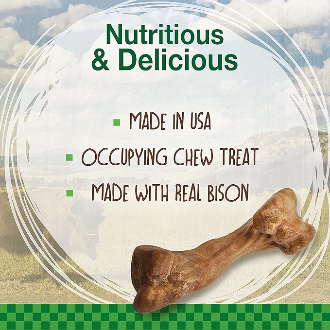 Nylabone Healthy Edibles Wild Natural Dog Chews, Long Lasting Bones for Dogs, Bison Flavor Dog Treats, Medium (10 Count)