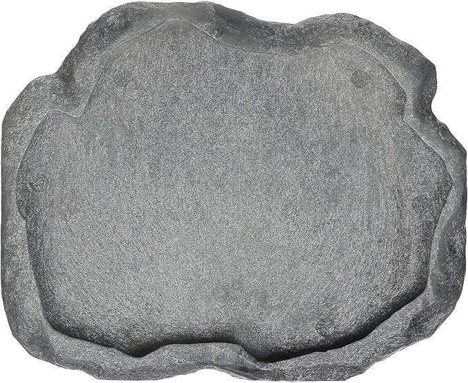Zoo Med Reptile Rock Food Dish, Medium, 7.25"l x 6"w x 0.75"h, Colors may vary Black