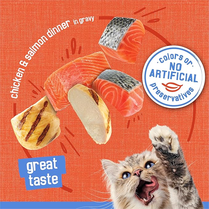 Purina Friskies Shreds Chicken and Salmon Dinner in Wet Cat Food Gravy - (Pack of 24) 5.5 oz. Cans