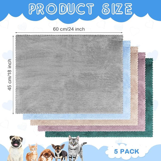 SmoothNovelty 5 Pcs Waterproof Guinea Pig Blankets Washable Small Animal Pee Pad Pet Blanket Sleep Bedding Mats Absorbent Guinea Pig Cage Liner Reusable Pet Sleep Pad(Soft Color,18" X 24",Classic)