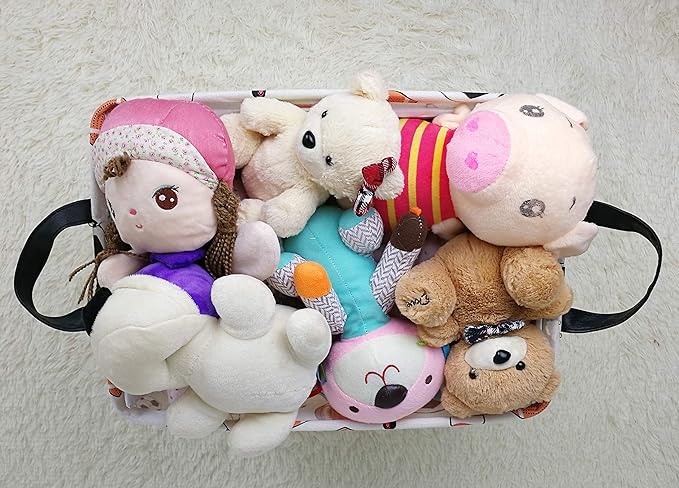 Kid Storage Basket Gift Shelf Basket Toy Storage Bin, Nursery Basket Organizer Box for Children Room Deco With Handles (Basketballs)