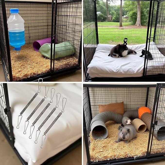 5Pcs Spring with 2 Clips Used Singly or in Combination to Hold Rabbit Water Dispenser Drinking Bottle for Small Animals Feeding and Watering Supplies Rabbit Water Dispenser and Hamster Water Bottle