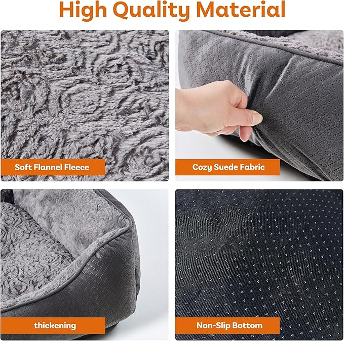 Dog Bed for Small Dogs Washable, Super Soft Durable Cat Bed, Warming Soft Calming Puppy Bed Pet Bed with Anti-Slip Bottom, Grey, 20 x 19 x 6inch