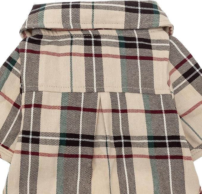 PUPTECK Plaid Dog Shirt, Cute Puppy Cat Polo T-Shirt, Soft Pet Clothes Boy Girl Outfit for Small Medium Dogs, Costume S