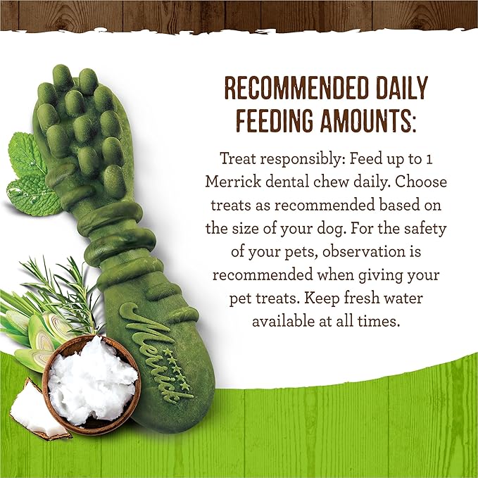 Merrick Fresh Kisses Dental Chews for Dogs Infused with Coconut and Botanical Oils, Large Dog Chews for Dogs Over 50 lbs., 27 oz. Box