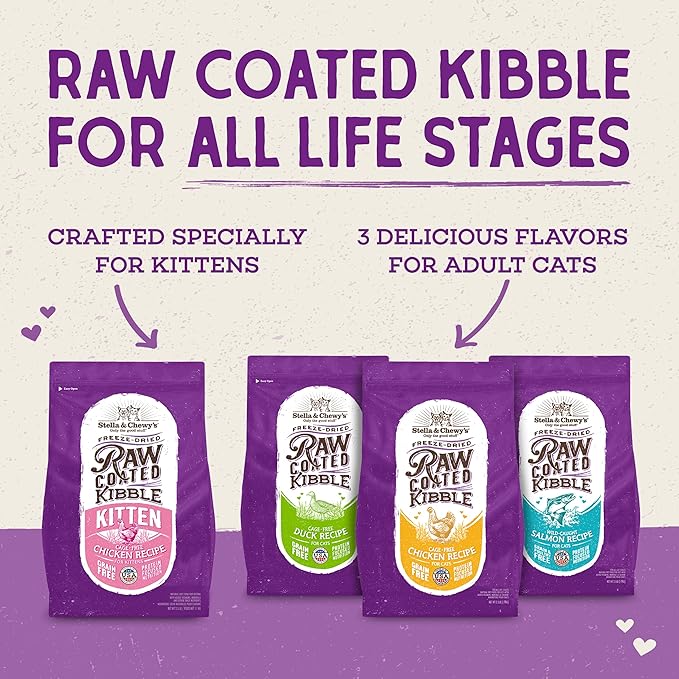 Stella & Chewy's Raw Coated Premium Kibble Cat & Kitten Food – Grain Free, Protein Rich Meals – Cage-Free Chicken for Kittens Recipe – 5 lb. Bag (Pack of 2)