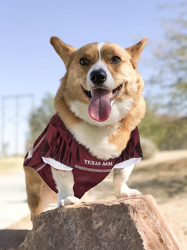 Pets First NCAA College Texas A&M Aggies Mesh Jersey for DOGS & CATS, Large. Licensed Dog Jersey with your Favorite Football/Basketball College Team