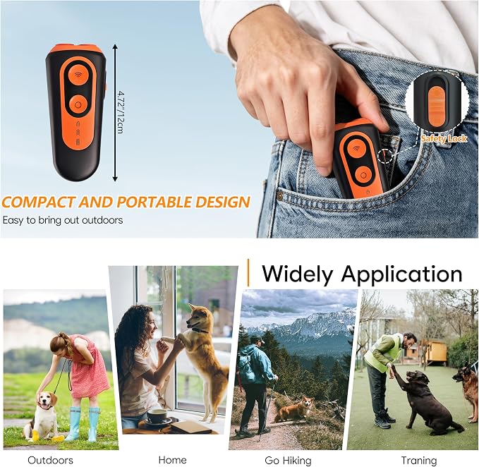 HYCFYJR Dog Bark Deterrent Device Anti Barking Device for Dogs Barks No More Indoors Outdoors Behavior Correct Safe & Humane Rechargeable with Flashlight Correct Bad Behavior of Own or Neighbor's Dog