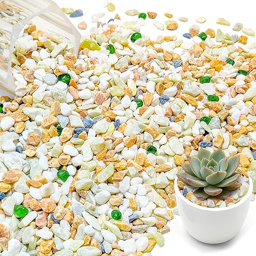 2.2LB Natural River Rocks Pebbles, 1/4 Inch Decorative Gravel for Succulents, Cactus, Aquariums, Terrarium, Vases and Garden Landscaping,Mixed Color
