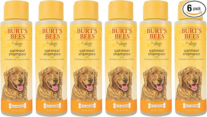 Burt's Bees for Dogs Natural Oatmeal Dog Shampoo | With Colloidal Oat Flour & Honey | Cruelty Free, Sulfate & Paraben Free, pH Balanced for Dogs - Made in USA, 16 Oz - Pack of 6