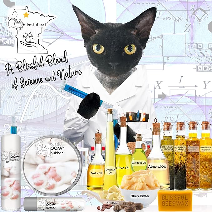 The Blissful Cat Paw Butter, Moisturizer for Dry Paw Pads, Softens and Protects Rough Feet, Versatile, Lick-Safe Balm, 2 oz.